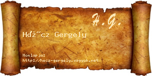 Hécz Gergely névjegykártya